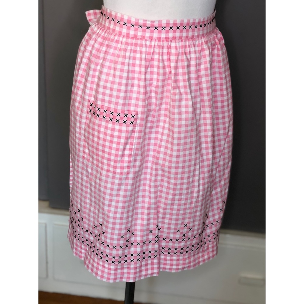 Vintage 50’s pink & white gingham half apron - Picture 2 of 6